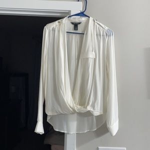 Cream WHBM blouse, long in back
